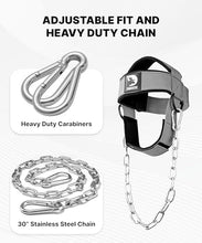 Load image into Gallery viewer, DMoose Fitness Neck Harness for Weight Lifting - Soft Padded Head & Chin Strap with 30" Heavy Duty Steel Chain - Neck Exerciser, Trainer & Strengthener to Support Injury Recovery (Grey)