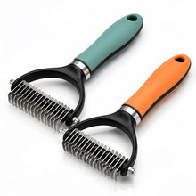 Load image into Gallery viewer, Dog Brush and Cat Deshedding Rake, Pet Grooming Tool for Shedding with Rounded Stainless Steel Teeth, Comfortable Grip for Long or Thick Coats (Orange+Green)