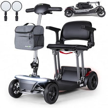 Load image into Gallery viewer, ScootNGo Foldable Mobility Scooter for Seniors & Adults, Airline Approved, Lightweight 4 Wheel Electric Scooter, Portable Travel Scooter with Removable Battery, USB Port & Rearview Mirrors