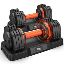 Load image into Gallery viewer, FLYBIRD Adjustable Dumbbell Set of 2, 50LB/25LB Weights Dumbbell Set for Home Gym Exercise & Fitness, Fast Change Weights with Anti-Slip Handle, Multiweight Options for Full Body Workout Suitable Men/Women(25LBX2)