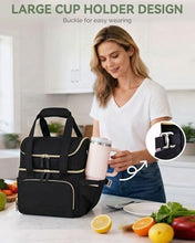 Load image into Gallery viewer, HOMESPON Double Layer Insulated Lunch Bag with Shoulder Strap, 12L, Black
