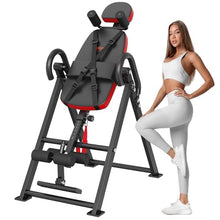 Load image into Gallery viewer, VEVOR Inversion Table, 300 lbs Capacity Heavy Duty Inversion Table, Decompression Back Stretcher Machine, Strength Training Equipment with Headrest, Ankle Lock, Adjustable Protective Belt, Red/Black