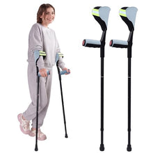 Load image into Gallery viewer, ENLUNTRA Forearm Crutches for Adults, 2 Pcs, Adjustable Arm Crutch with Elbow Strap and Cushion, Portable and Foldable Crutches,Blue Grey