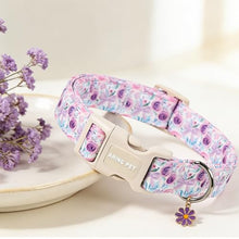Load image into Gallery viewer, ARING PET Girl Dog Collar, Cute Spring Summer Purple Rose Floral Bow Pet Collars for Puppy Small Medium Large Female Dogs-XS, for Daily Outdoor Walking Training