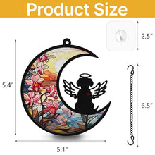 Load image into Gallery viewer, PawSailor Dog Memorial Suncatcher, Memorial Gifts with Sympathy Card & Dog Fur Storage Keychain, Moon Design Gift for Loss of Pet (Flowers)