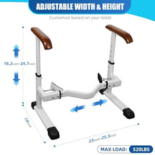 Load image into Gallery viewer, FSA/HSA Eligible Toilet Safety Rails for Elderly with Solid Wood Handles, Adjustable Height & Width, Heavy Duty Thickened Toilet Safety Frame, 520 LBS Capacity, Handles for Disabled & Seniors