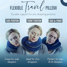 Load image into Gallery viewer, BCOZZY Travel Neck Pillow for Airplane– Patented Double Support for Head, Neck, and Chin. Best for Long Flights, Plane Sleeping, and Car Rides. Adjustable Size. Washable. Carry Bag. Large, Purple