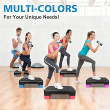 Load image into Gallery viewer, MIIUDGIG 18'' Adjustable Aerobic Step Platform, Adjustable Fitness 4-6in Exercise Stepper Workout with 2 Risers, Aerobics Stepper Workout Stepper for Home Gym Cardio Strength & Training (Blue)
