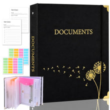 Load image into Gallery viewer, XKDOUS Aesthetic Document Organizer 3 Ring Emergency Binder Linen Folio Folders with 9 Pockets Expanding File Storage Holder for Important Papers, Letters, Passports, Photos