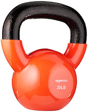 Load image into Gallery viewer, Amazon Basics Vinyl Coated Cast Iron Kettlebell for Strength Training, 20 Pounds, Textured Wide Handle, Orange