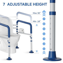 Load image into Gallery viewer, Loyoda Steel Toilet Safety Rail for Seniors with Adjustable Height and Width - 11.7lbs Heavy-Duty Foldable Toilet Handle for Toilet Support, Elderly and Accessibility Aid (Blue)