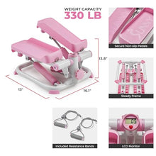 Load image into Gallery viewer, Sunny Health & Fitness Total Body 2-in-1 Stepper Machine, Total Body Workout, Adjustable Hydraulic, Resistance Bands, Non-Slip Pedals w Optional Free SunnyFit App Enhanced Bluetooth Connectivity