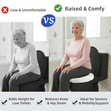 Load image into Gallery viewer, XYRONICA Toilet Seat Riser Cushion, 2 Inch Soft Padded Toilet Seat Cushion for Seniors, Plush Top with Easy-Clean Leather Cover, Adds Comfort and Height for Low Toilets, Mobility Support