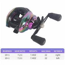 Load image into Gallery viewer, Baitcaster Reels, Lightweight Bait Caster Reel - 7.2:1 Gear Ratio, Up to 22lbs Drag Capacity, Magnetic Brakes, Perfect for Saltwater Fishing and Surf Fishing Rods Right Hand