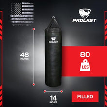 Load image into Gallery viewer, PROLAST 4 ft 80lb Heavy Boxing Punching Bag, Muay Thai, MMA, Strength Training Equipment, Hanging, Filled, Black