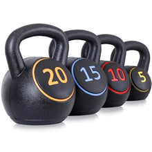 Load image into Gallery viewer, F2C Kettlebell Sets 4 Piece Strength Training KettleBells Weight Set 5lb, 10lb, 15lb, 20lb HDPE Coated Concrete Kettle bell Core Training