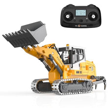 Load image into Gallery viewer, KidsFaves Pro-Grade Remote Control Bulldozer for Adult Metal Micro-Scale RC Construction Model with Leadscrew Loader System, Dual Battery Includes Portable Carry Case