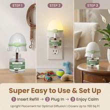 Load image into Gallery viewer, 8-in-1 Dog Calming Pheromone Diffuser Kit – Pet Stress Support (2 Plug-Ins & 6x48ml Refills), Calming Diffuser for Dog During Thunderstorms, Travel, Separation, Fireworks & Vet Visits, 180-Day Supply