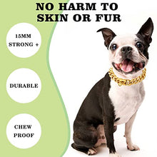 Load image into Gallery viewer, Stainless Steel Silver Gold Dog Collars with Safety Buckle Lock,18K Cuban Link Chain Training Collar,15MM Strong Dog Necklace Heavy Duty Chew Proof for Small Medium Large Dog