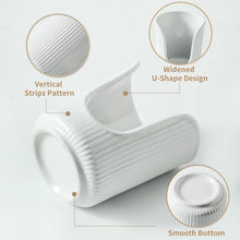Load image into Gallery viewer, Dobbyby Ceramic Bathroom Cup Dispenser with Stylish Vertical Stripes - Disposable Mouthwash Cup Holder Holds 3-4oz Paper Cups for Rinsing Cups on Bathroom Vanity Countertops (White-White-2 Pack)