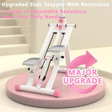 Load image into Gallery viewer, KINMAC Stair Stepper with Adjustable Resistance for Home - Upgrade Climber Workout Machine with LCD - (White Pink)