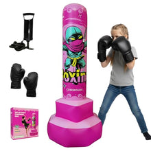 Load image into Gallery viewer, COMMOUDS 67inch Punching Bag for Kids, Inflatable Kids Boxing Set with Gloves, Fast Rebound Punching Bag for Practicing Karate, Taekwondo, MMA, Christmas/Birthday Gift for Boys Girls, Ages 6-14 (Pink)