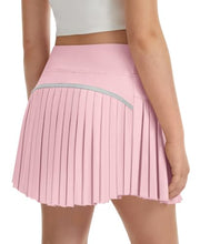 Load image into Gallery viewer, DOCUMO Pleated Skirts for Girls with Pocket Shorts Girls Athletic Golf Tennis Skorts Hight Waisted Skirts for Running Casual (Pink, X-Small)