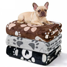 Load image into Gallery viewer, Gowyeg Premium Dog Blankets for Small Dogs & Cat Flannel Blanket Washable, Soft Pet Throw Cover for Kennel Crate Bed, Cute Paw Pattern, 31x23 inch,Black/Grey/Brow