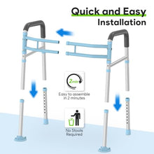 Load image into Gallery viewer, Delog Toilet Safety Rails 300 lb - Adjustable Toilet Safety Frame & Rails, Toilet Safety Rail for Elderly Adults, Toilet Handles for Seniors, Toilet Bars for Elderly & Handicap (Blue)