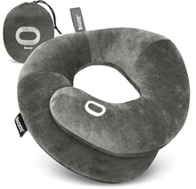 Load image into Gallery viewer, BCOZZY Organic Cotton Double Support Neck Pillow for Travel - 3 Ergonomic Positions for Head, Neck, and Chin Comfort - Ideal for Sleeping Upright on Flights, Cars, and at Home – Large, Gray