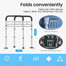 Load image into Gallery viewer, Careboda Toilet Safety Rails, Toilet Frame for Seniors, Elderly & Disabled, Toilet Rails Adjustable, Foldable Toilet Handles, Non-Slip Foot Mats, Easy to Store, Fit Any Toilets, 300lbs Capacity