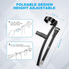 Load image into Gallery viewer, HEALTHBAZAAR Ergonomic Forearm Crutches, Foldable and Height Adjustable Elbow Crutches with Magnetic Handles for Wall Support