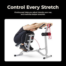 Load image into Gallery viewer, Sunny Health & Fitness Full Body Stretch Machine for Home, Back Stretcher & Flexibility Trainer with Pivoting Seat, Foam Rollers, Safety Straps & SunnyFit App - SF-BH621802