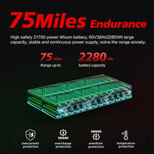 Load image into Gallery viewer, Electric Scooter Dual Braking E-ABS Disc Brake Urban Mobility with Dirt-Bike Aesthetics, Zero-Emission / 60V38AH Battery