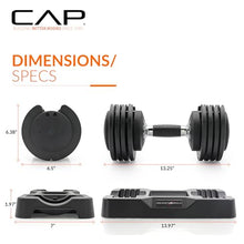 Load image into Gallery viewer, CAP ADJUSTABELL® 25 lb Pair of Adjustable Dumbbells with Contoured Full Rotation Handle, Honeycomb Black Handle