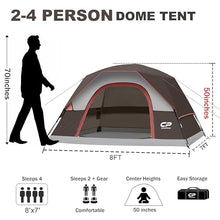 Load image into Gallery viewer, CAMPROS CP Tents for Camping 2/4/6 Person, Waterproof Windproof Dome Tent