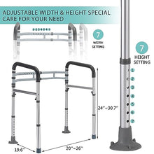 Load image into Gallery viewer, Lianjindun Toilet Safety Rails, Adjustable Toilet Frame for Elderly, Seniors, Handicap & Disabled, Foldable Handicap Toilet Handles Fit Any Toilets (Gray)
