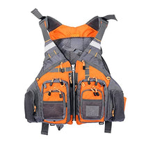 Load image into Gallery viewer, JKSPORTS Fly Fishing Vest Fishing Safety Life Jacket for Swimming Sailing Boating Kayak Floating Multifunction Breathable Backpack for Men and Women Kayak Vest Swim Vest (Orange,with Foam)
