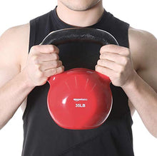 Load image into Gallery viewer, Amazon Basics Vinyl Kettlebell for Strength Training and Workout, 35 Pounds, Textured Handle, Red
