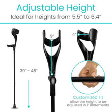 Load image into Gallery viewer, Vive Forearm Crutches (Pair) - Adjustable, Lightweight Arm Crutches Forearm for Adults