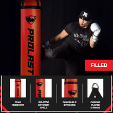 Load image into Gallery viewer, PROLAST Heavy Punching Kicking Bag for Adults, Boxing, MMA, Martial Arts, Muay Thai, Strength Training Equipment, Filled, 5ft, 100 lbs, Vertical Logo, Red