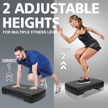 Load image into Gallery viewer, MIIUDGIG 18'' Adjustable Aerobic Step Platform, Adjustable Fitness 4-6in Exercise Stepper Workout with 2 Risers, Aerobics Stepper Workout Stepper for Home Gym Cardio Strength & Training (Red)