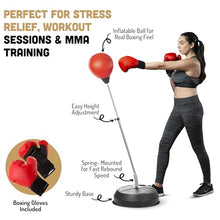 Load image into Gallery viewer, TechTools Punching Bag with Stand, Boxing Bag for Teens & Adults - Height Adjustable - Speed Bag for Training, Boxing Equipment, Stress Relief & Fitness