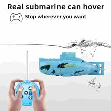Load image into Gallery viewer, Tsiodot Mini RC Submarine Waterproof Remote Control Boat Underwater Diving Fish Tank Toy(Blue)