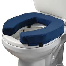 Load image into Gallery viewer, Lunderg Padded Toilet Seat Riser for Seniors - Adds 2 inches. Universal Fit - FIRM Raised Toilet Seat Cushion with High-Density Foam for Enhanced Comfort & Elevation. Post-Surgery Must have (Blue)