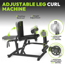 Load image into Gallery viewer, HANDBODE Leg Extension and Curl Machine, Adjustable Leg Exercise Machine, Seated Leg Press Extension and Lying Hamstring Curl Machine for Home Gym, Leg Workout Equipment Fit 1'' and 2'' Plate