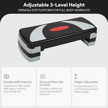 Load image into Gallery viewer, BalanceFrom Aerobic Step Platform Trainer with Adjustable 3-Level Risers, 400 Pound Weight Capacity – Non-Slip Exercise Stepper for Cardio, Strength, and Fitness Workouts at Home or Gym