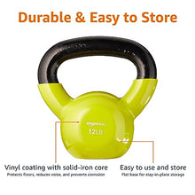 Load image into Gallery viewer, Amazon Basics Vinyl Coated Cast Iron Kettlebell for Training, 12 Pounds, Wide Handle, Home Workout Equipment, Yellow