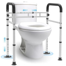 Load image into Gallery viewer, Careboda Toilet Safety Rails, Toilet Frame for Seniors, Elderly & Disabled, Toilet Rails Adjustable, Foldable Toilet Handles, Non-Slip Foot Mats, Easy to Store, Fit Any Toilets, 300lbs Capacity