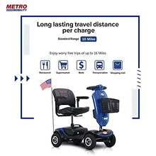 Load image into Gallery viewer, Metro Mobility 4 Wheel Powered Mobility Scooter for Seniors - 300 lbs Capacity Electric Mobility Scooter for Adults - Long Range Power Extended Battery with Thickened Seat and USB Charging Port - Blue